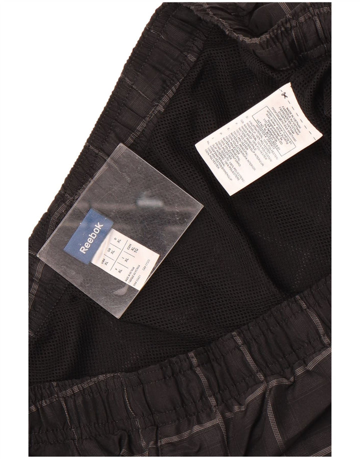 Reebok Pantalones cortos deportivos para hombre XL Black Check Poliéster