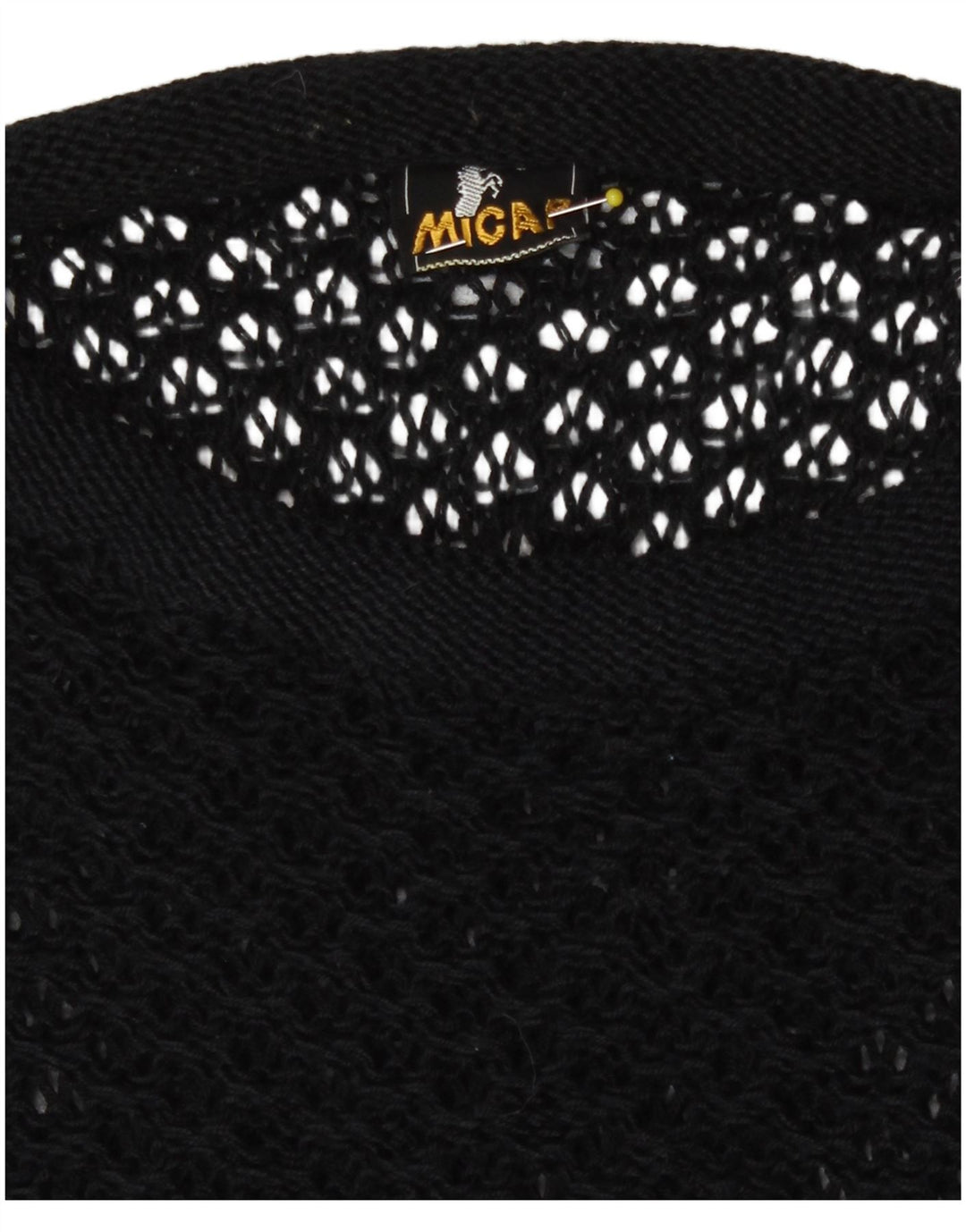 Vintage mujeres crochet chaleco camiseta Reino Unido 14 medio negro