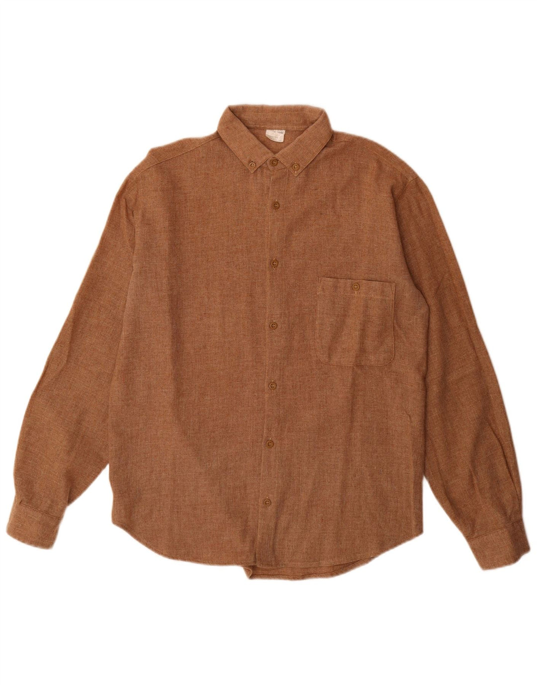 Camisa Vintage Hombre Talla 39 Poliéster Marrón Medio