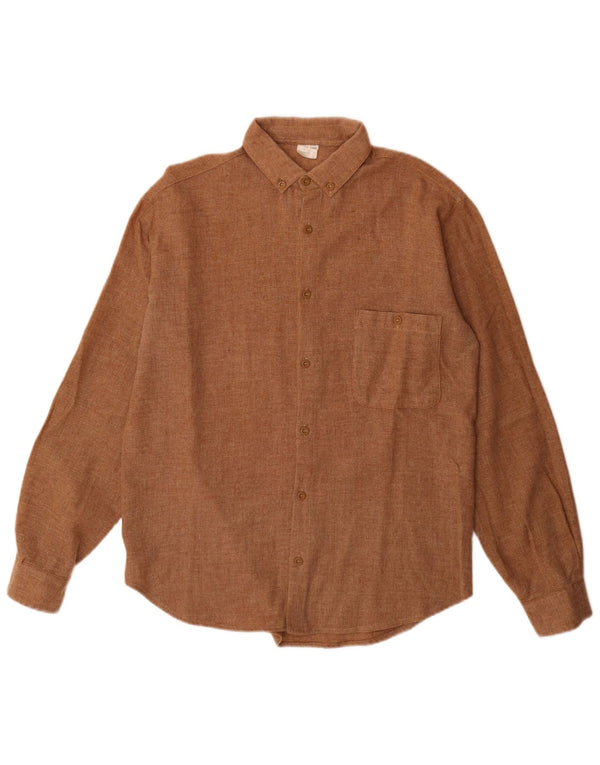 Camisa Vintage Hombre Talla 39 Poliéster Marrón Medio
