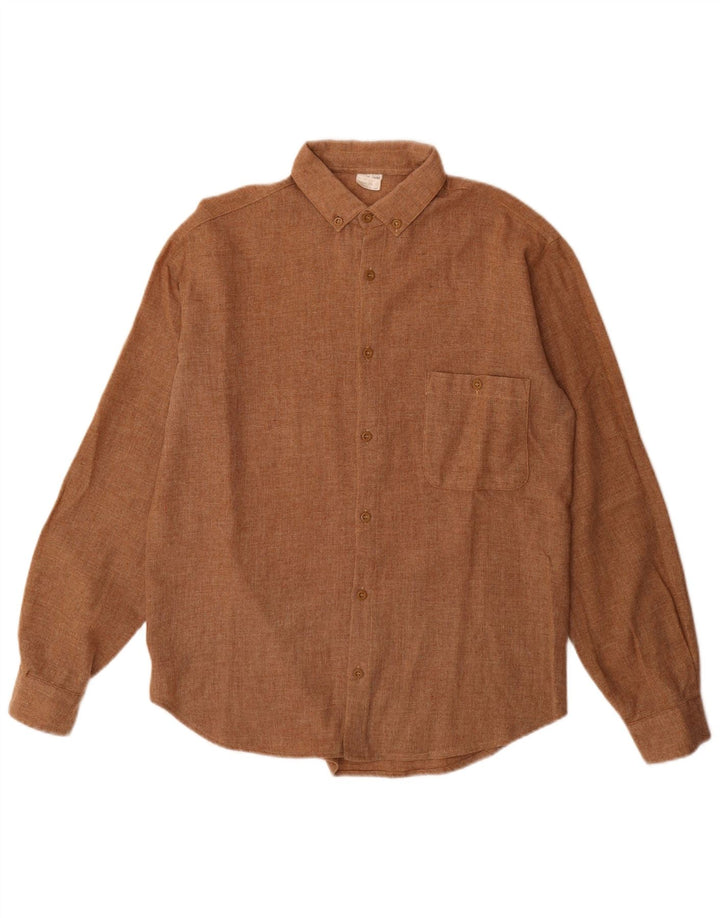 Camisa Vintage Hombre Talla 39 Poliéster Marrón Medio