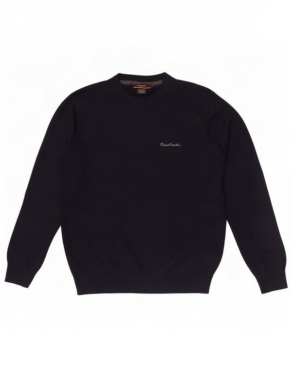 Pierre Cardin - Jersey de cuello redondo para hombre, talla pequeña, acrílico azul marino