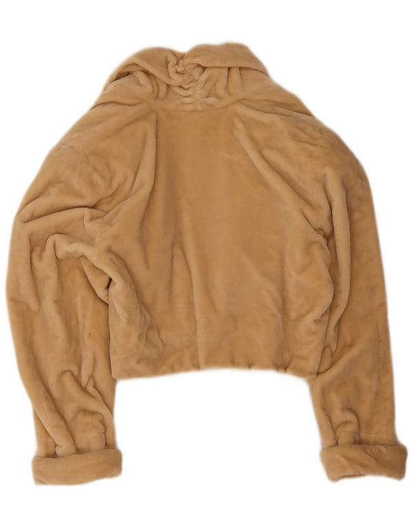 Vintage mujer piel sintética chaqueta bolero IT 44 algodón beige medio