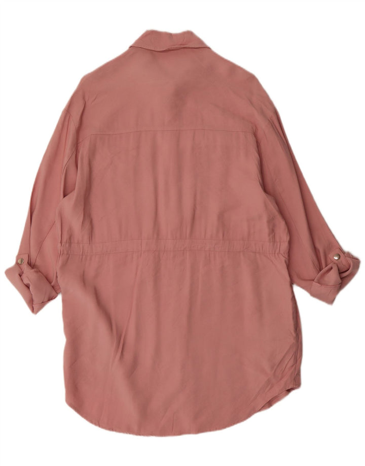 Zara Mujer Vestido Camisero Extragrande UK 10 Small Viscosa Rosa
