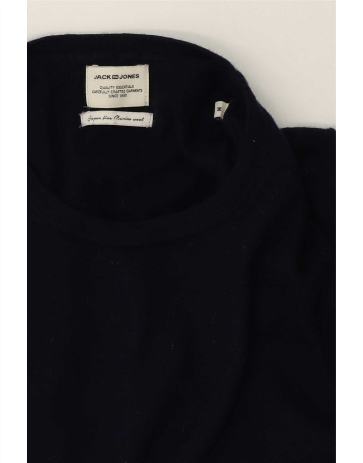 Jack & Jones Hombre Jersey De Cuello Redondo De Lana Merino Azul Marino Medio