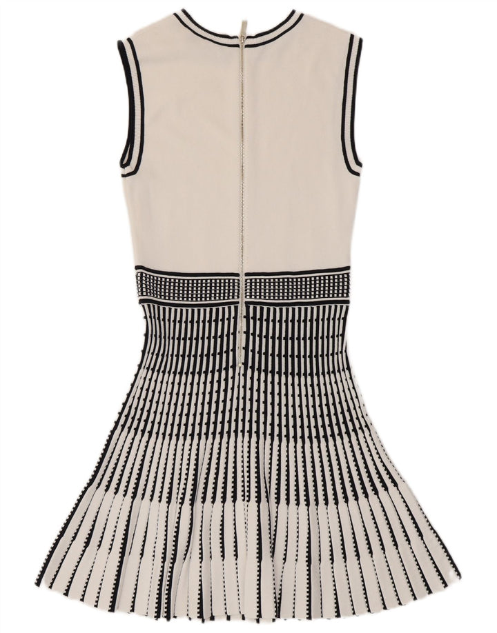 Ted Baker Vestido de sirena sin mangas para mujer talla 2 pequeño blanco a rayas