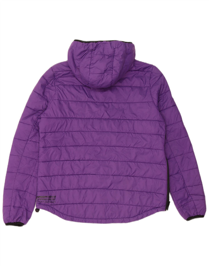 SUPERDRY Chaqueta acolchada con capucha para mujer UK 42 Medium Purple Nylon
