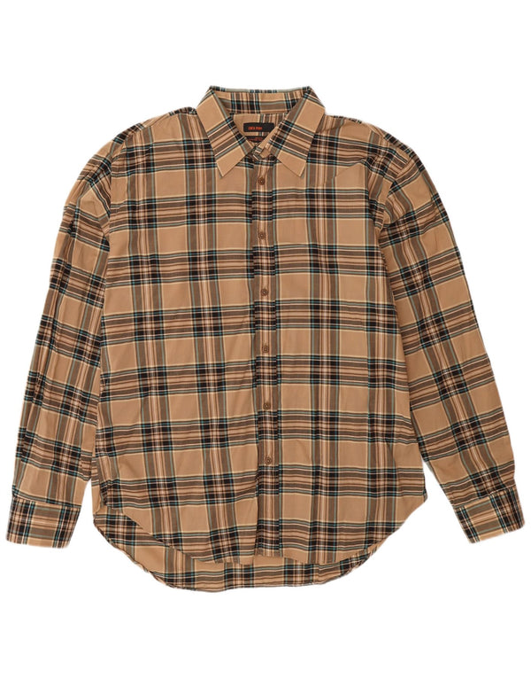 Zara Hombre Camisa 2XL Algodón Cuadros Beige