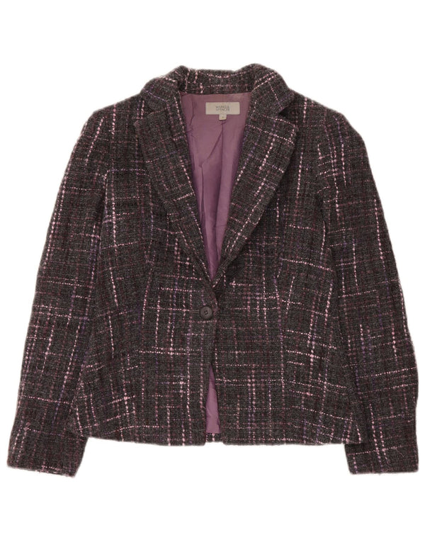 Marks & Spencer Chaqueta tipo blazer de 1 botón para mujer UK 10 Small Grey Check