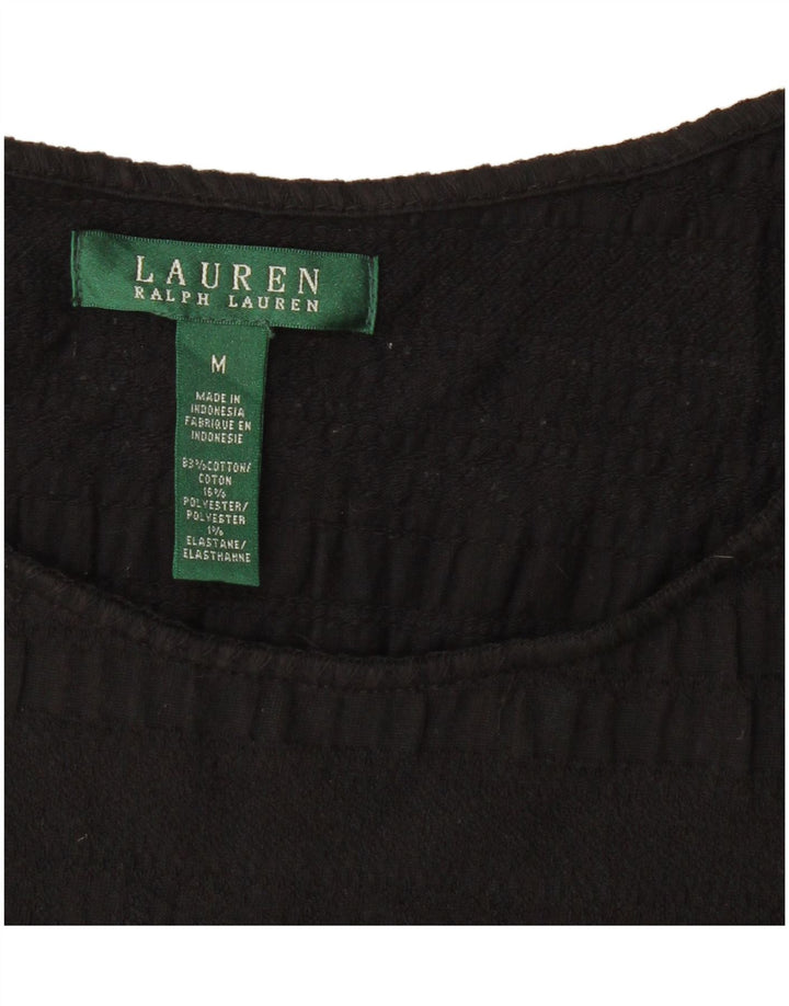 RALPH LAUREN Blusa para mujer Top UK 12 Medio Algodón Negro