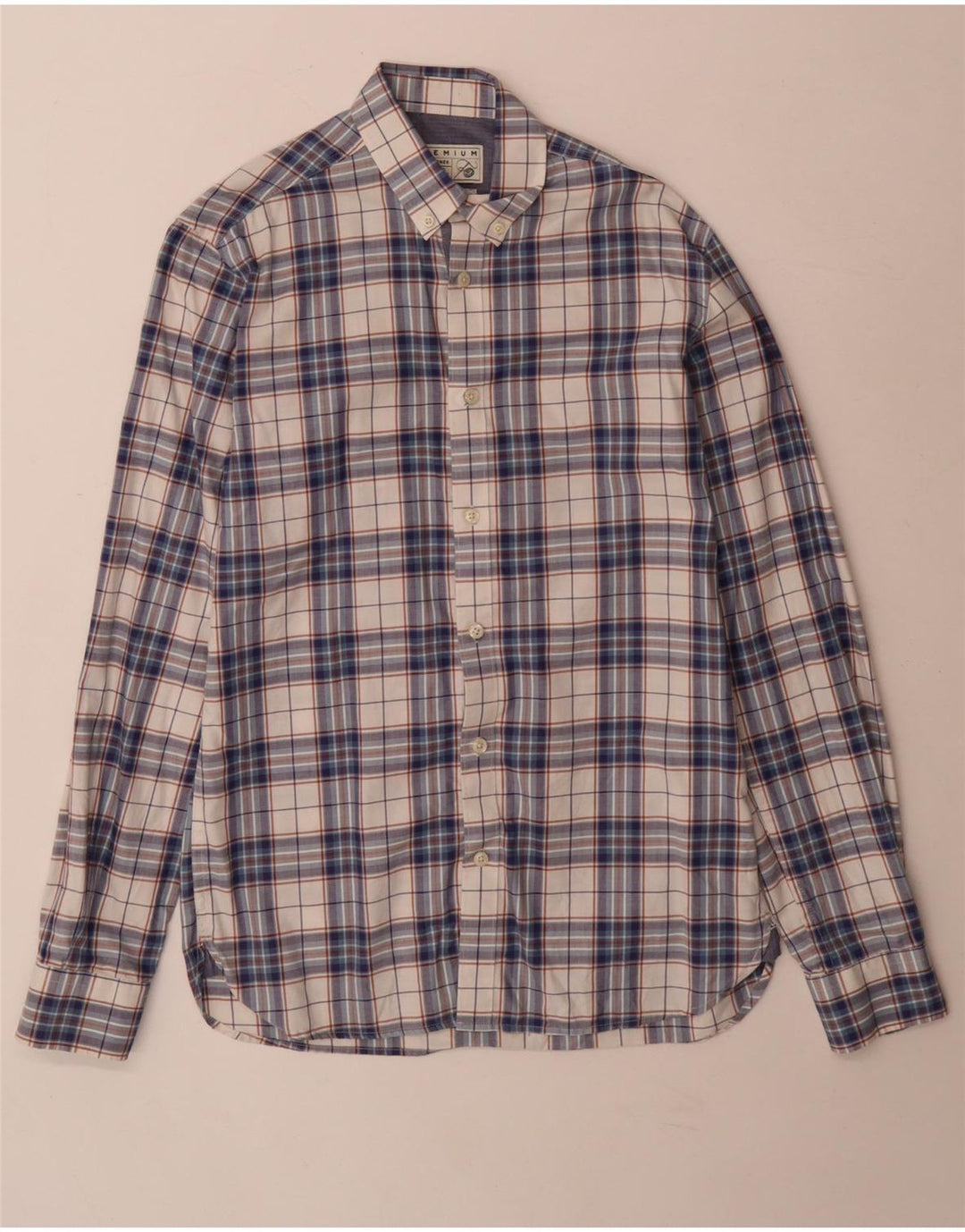 Jack & Jones Hombre Camisa De Vestir De Algodón A Cuadros Azul Pequeño