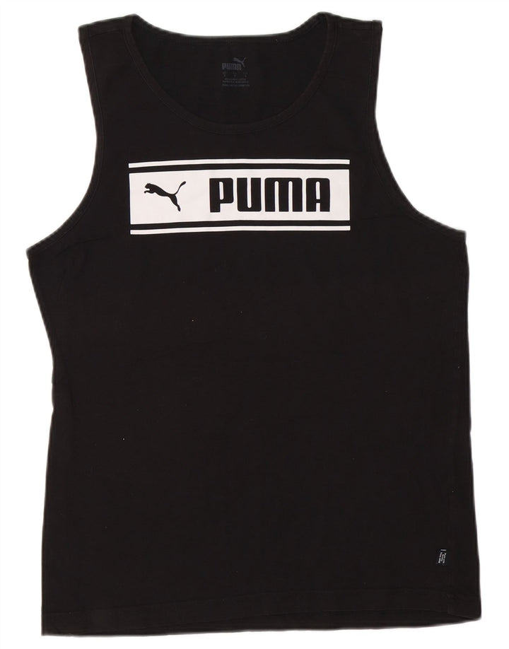 Puma Hombre Gráfico Chaleco Top Pequeño Algodón Negro