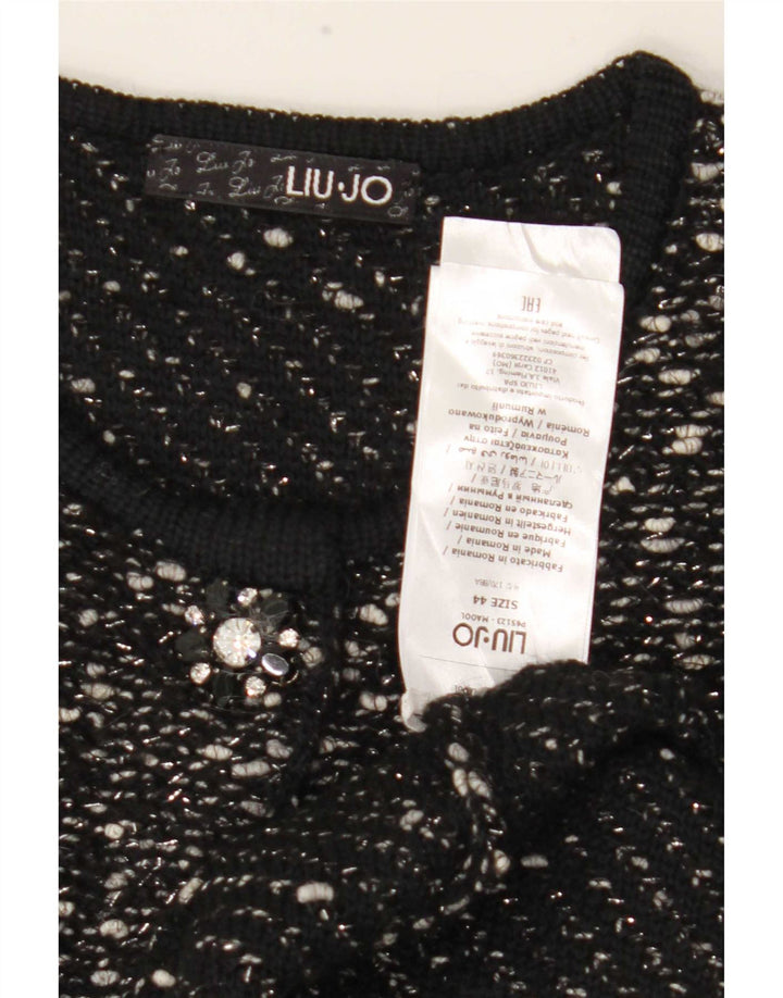 Liu Jo Suéter tipo cárdigan largo de manga corta para mujer IT 44 Medium Black