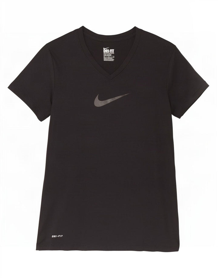 Nike Camiseta Dri Fit Slim Graphic para Mujer UK 12 Mediano Negro Poliéster