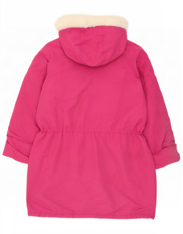 Vintage mujer con capucha chaqueta parka de gran tamaño Reino Unido 16 poliéster rosa grande
