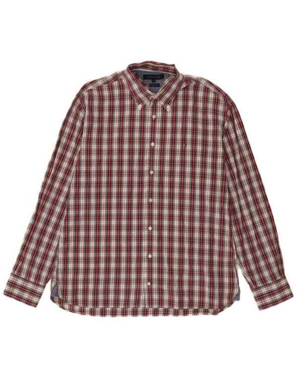 Camisa Tommy Hilfiger Hombre XL Algodón Cuadros Rojos