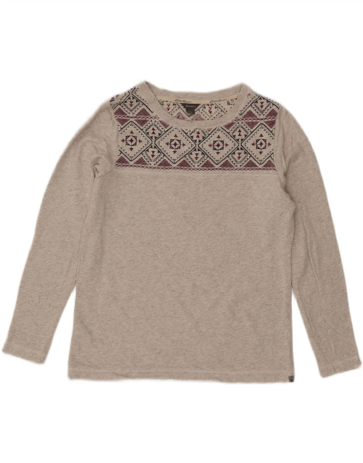 EDDIE BAUER Sudadera extragrande para mujer Jersey UK 10 Small Grey Fair Isle