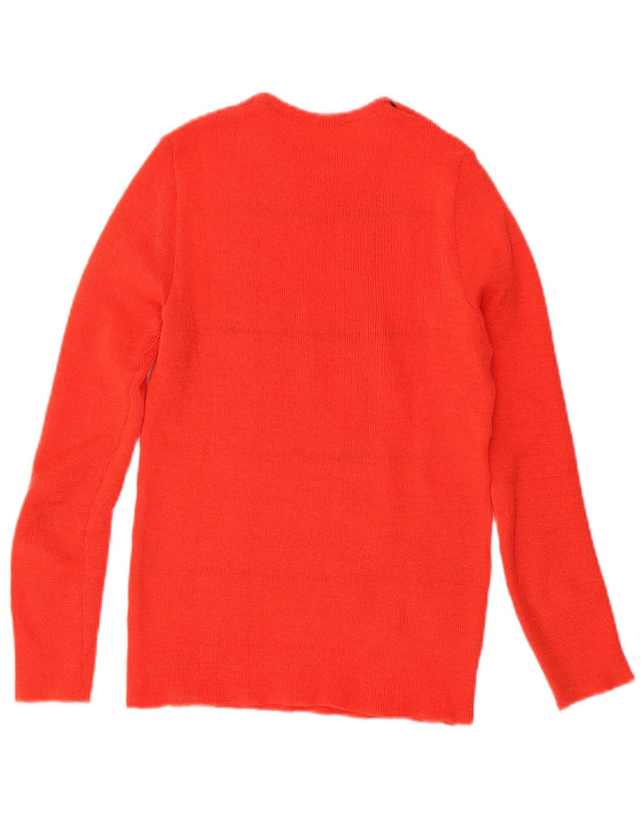 Vintage mujer cuello redondo jersey suéter Reino Unido 8 pequeño cheque rojo