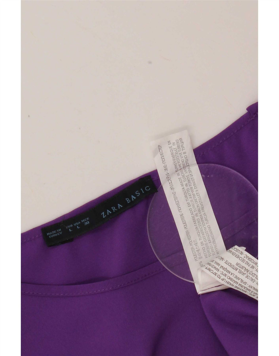 Zara Mujer Top Manga 3/4 UK 46 Grande Poliéster Púrpura