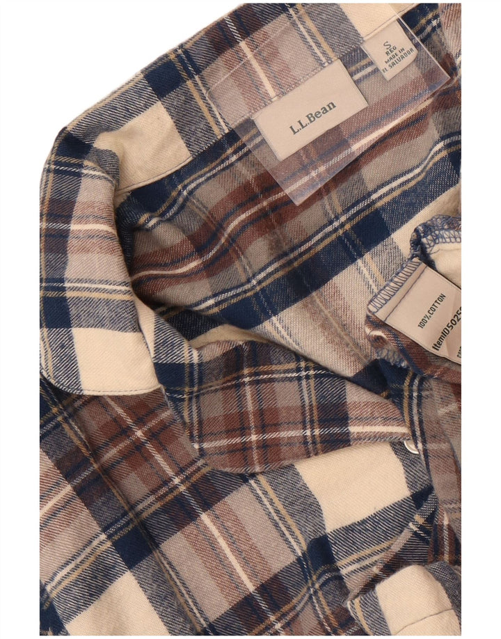 L.L.Bean Camisa de franela extragrande para mujer UK 10 Small Beige Check