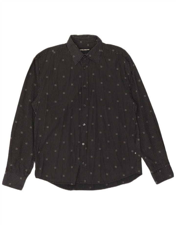 TOM TAILOR Camisa para hombre XL Algodón a rayas negras