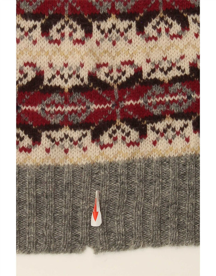Vintage hombres cuello redondo jersey suéter medio multicolor clásico