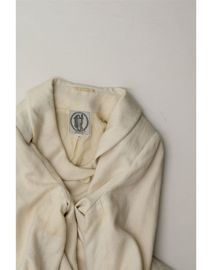 VINTAGE Womens 5 Button Blazer Jacket EU 36 Small White Vintage Vintage and Second-Hand Vintage from Messina Hembry 