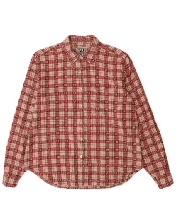 Vintage mujer franela camisa Reino Unido 18 XL rojo comprobar algodón