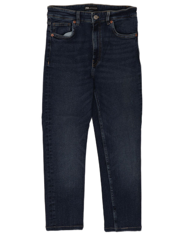 Zara Jeans Capri Ajustados De Cintura Alta Para Mujer EU 40 Medium W30 L23 Azul