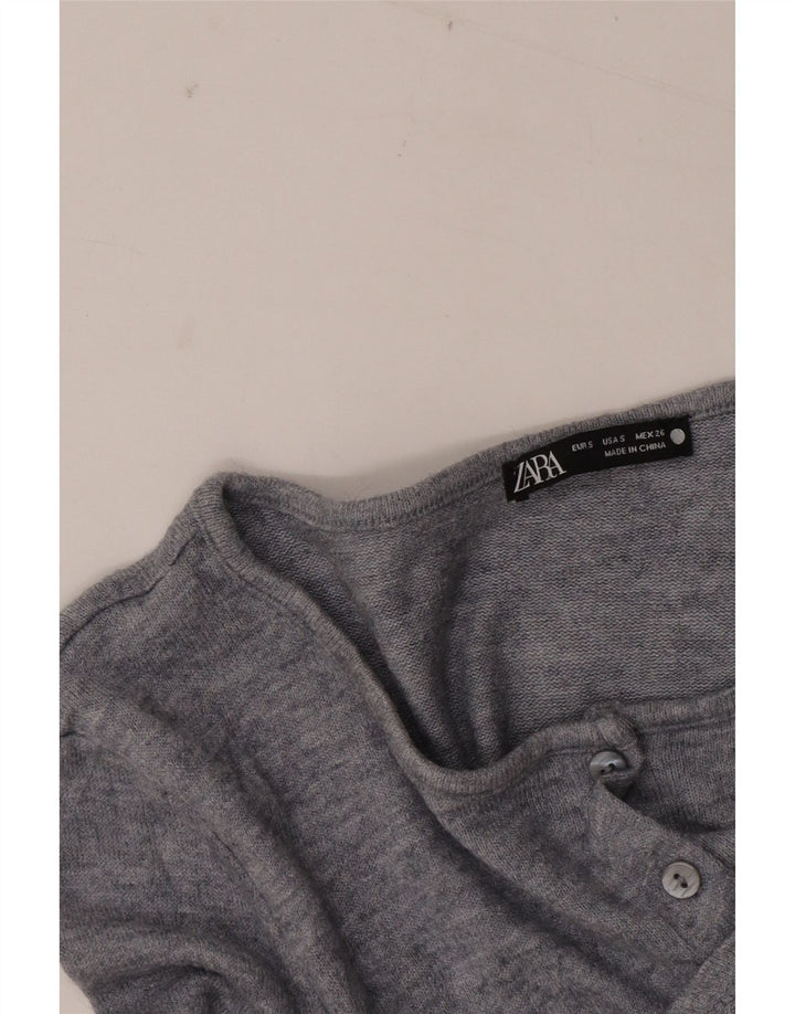 Zara Mujer Crop Cardigan Top UK 10 Small Gris
