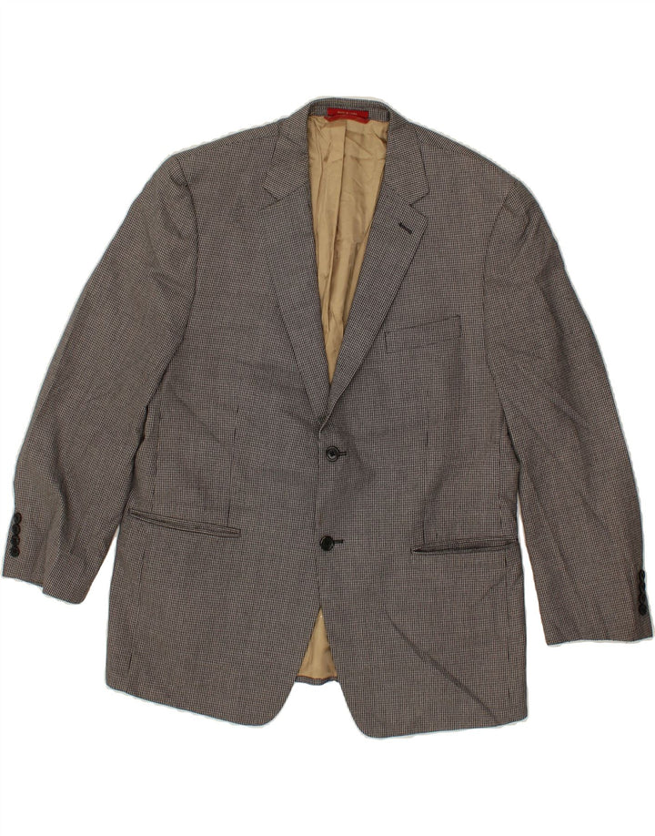 IZOD Mens Slim 2 Button Blazer Jacket EU 44 2XL Grey Houndstooth Polyester Vintage Izod and Second-Hand Izod from Messina Hembry 