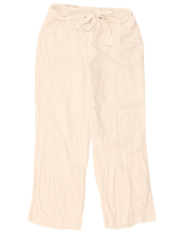 Marks & Spencer Womens Casual Trousers UK 16 Large W36 L27 White Linen