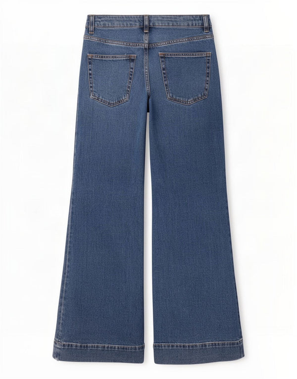 Marks & Spencer Vaqueros acampanados de talle alto para mujer UK 10 Small W30 L30 Azul