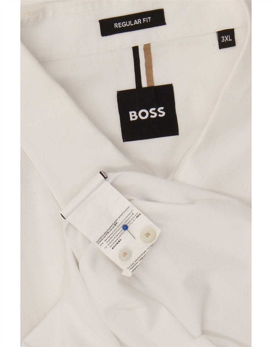 Camisa Hugo Boss Hombre Regular Fit 3XL Algodón Blanco