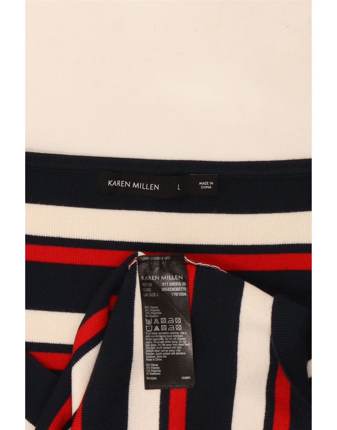 KAREN MILLEN Top Mujer Manga Larga UK 44 Grande Rayas Multicolores