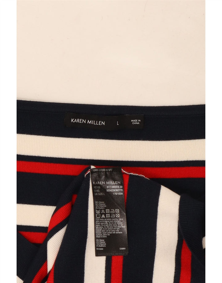KAREN MILLEN Top Mujer Manga Larga UK 44 Grande Rayas Multicolores