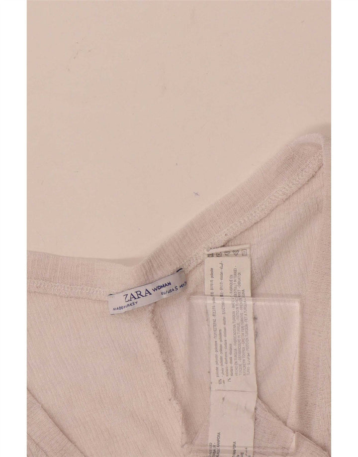Zara Mujer Crop Blusa Extragrande Top UK 10 Small Rosa Poliéster
