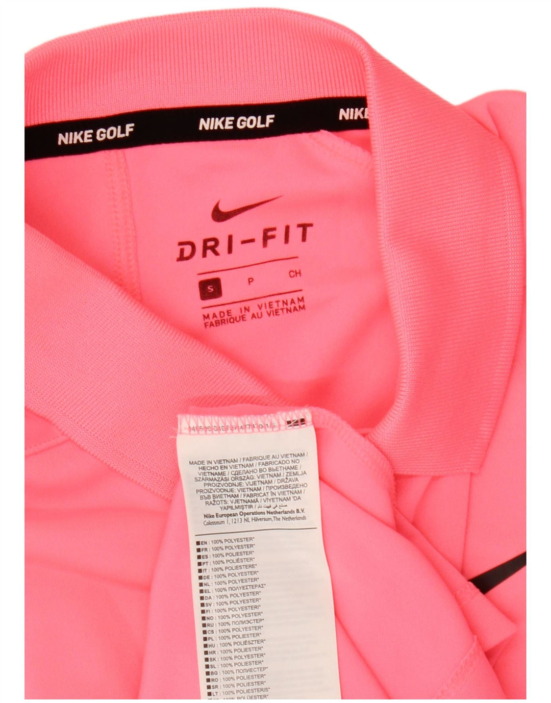 Nike Polo Dri Fit para hombre pequeño poliéster rosa