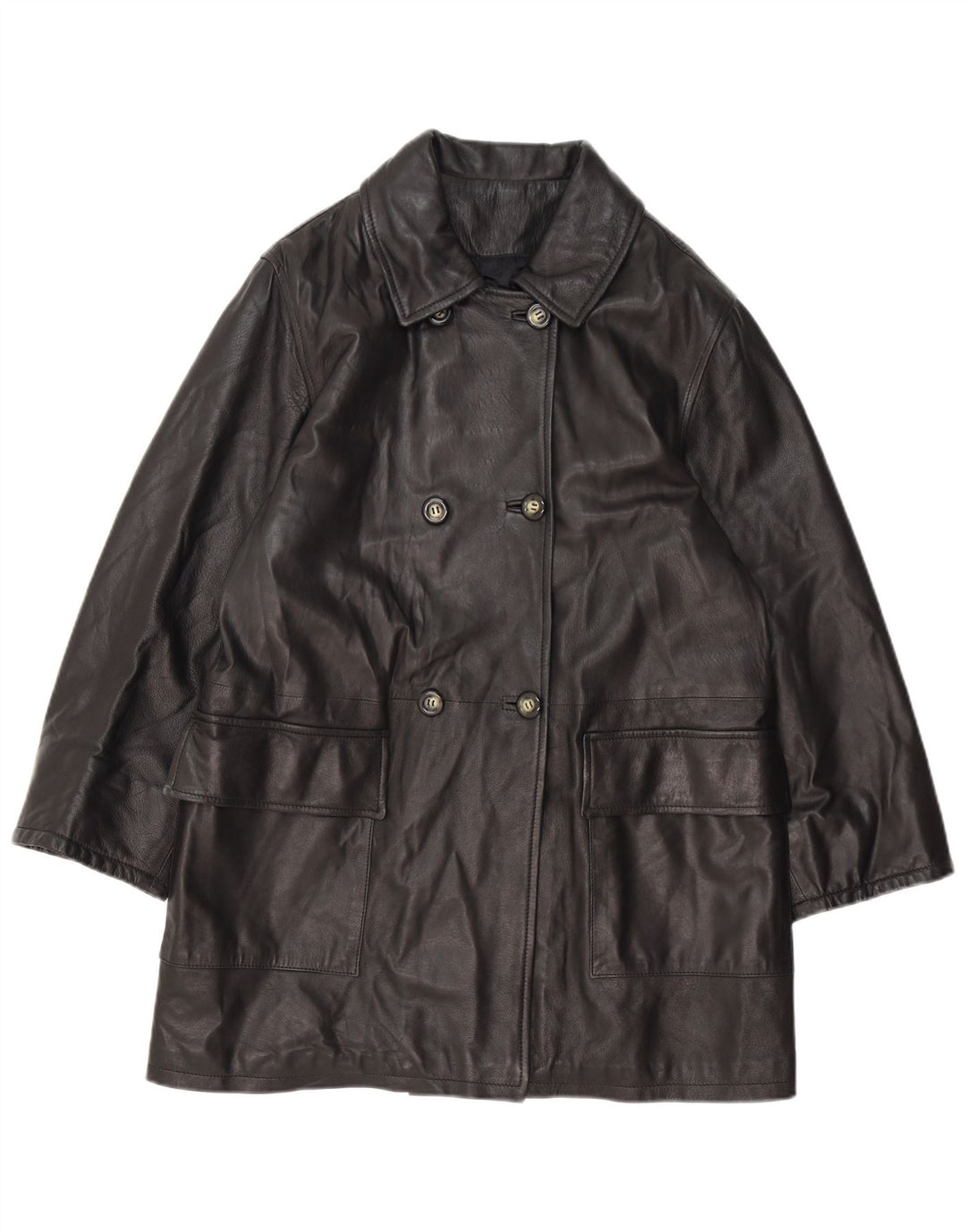 Vintage mujer oversize abrigo de doble pecho IT 42 Medio Negro