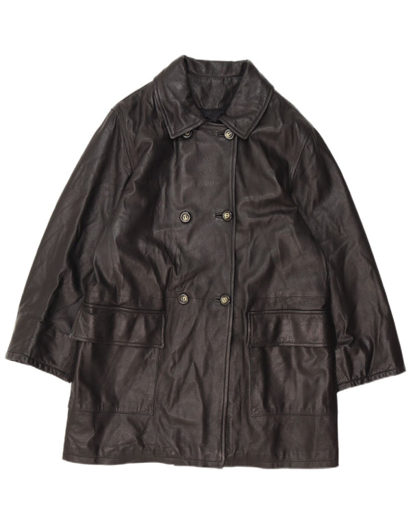 Vintage mujer oversize abrigo de doble pecho IT 42 Medio Negro