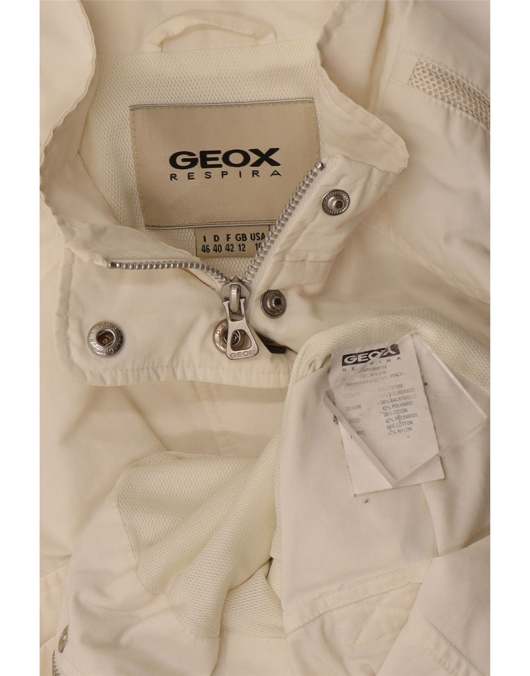 Geox Chaqueta utilitaria Respira para mujer UK 12 Medium Off White Cotton