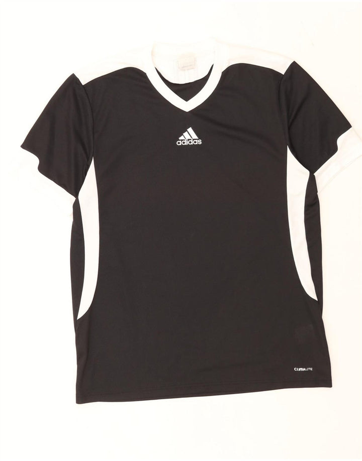 Adidas Hombre Climalite Camiseta Top Medio Negro Colorblock Poliéster