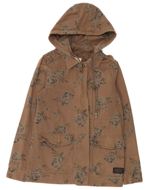 Vans Chaqueta militar con capucha para mujer UK 44 Algodón floral marrón medio