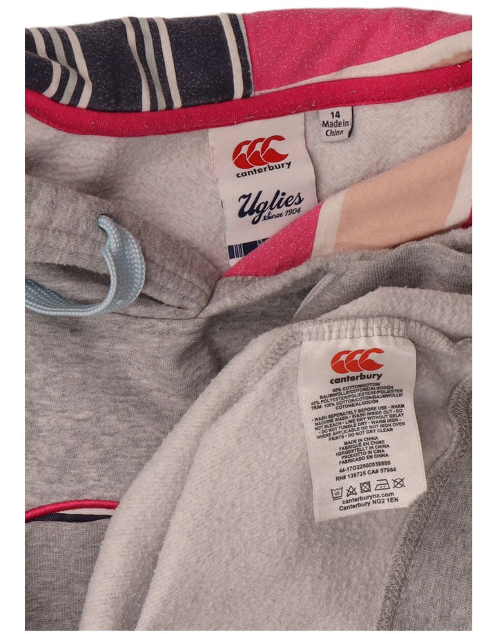CANTERBURY Jersey con capucha gráfica para mujer Reino Unido 14 Algodón gris grande
