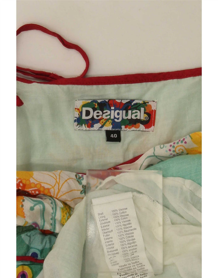 Desigual Mujer Vestido De Verano Gráfico EU 40 Viscosa Floral Azul Medio