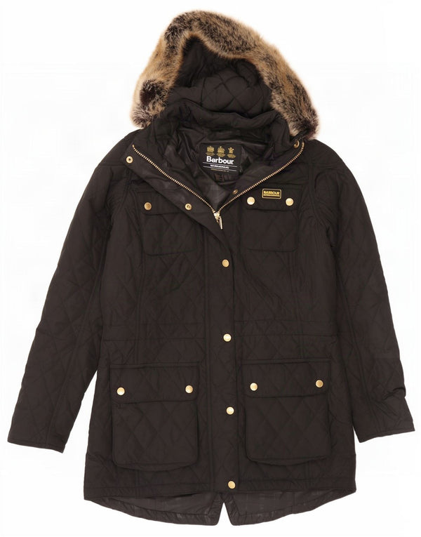 Barbour Parka Acolchada con Capucha y Ajuste Relajado para Mujer UK 40 Small Black