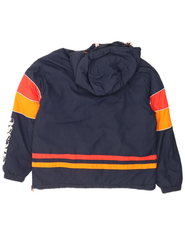 Ellesse Chaqueta anorak con capucha y gráfico para hombre UK 42 XL Azul marino Colorblock