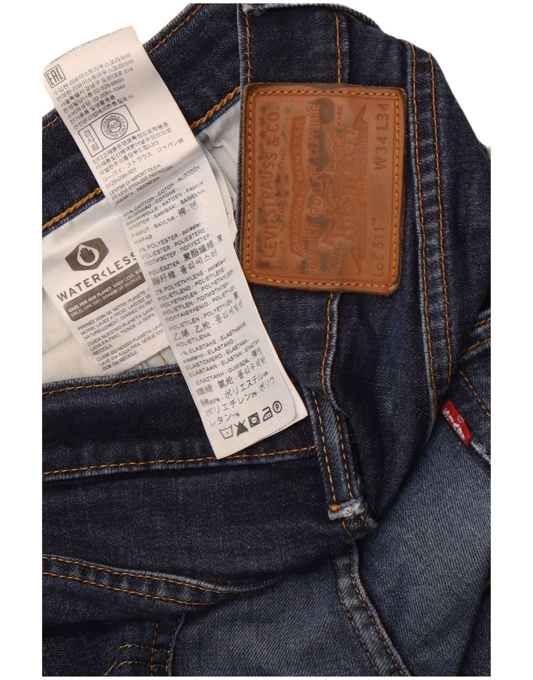 Levi's Hombre 511 Slim Jeans W34 L34 Algodón Azul