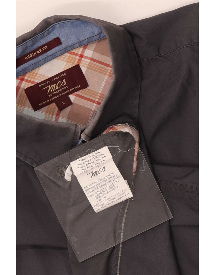 Marlboro Classics - Camisa de corte regular para hombre, algodón gris grande