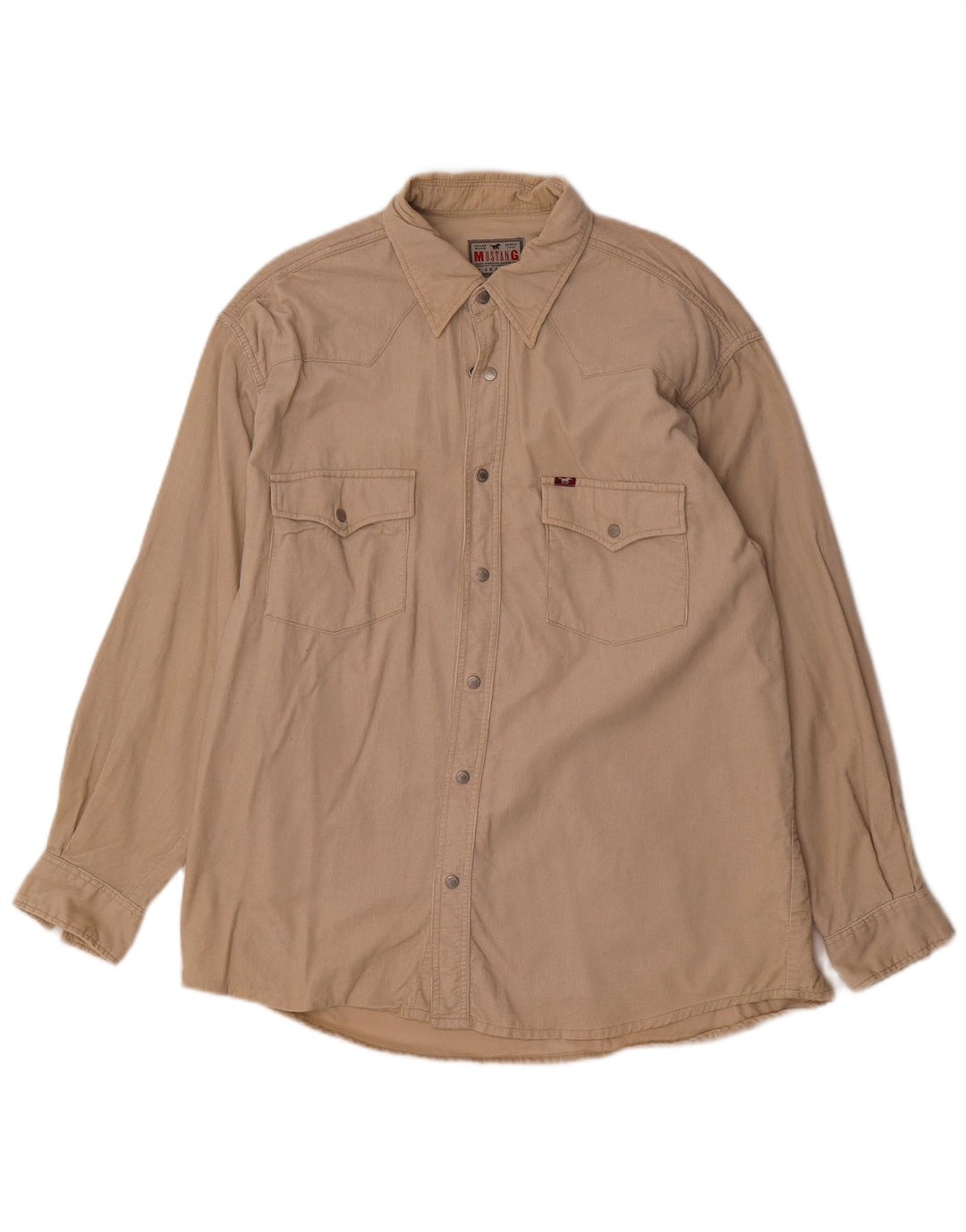 Mustang Camisa De Pana Para Hombre Grande Algodón Beige